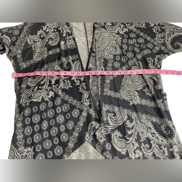 HANNAH Paisley Print Grey Open Front Knitted Cardigan Sweater Size L - Picture 10 of 10